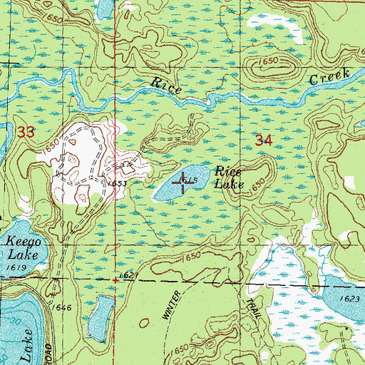 Topographic Map of Rice Lake, WI