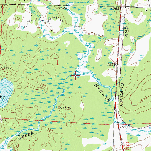 Topographic Map of Richardson Creek, WI