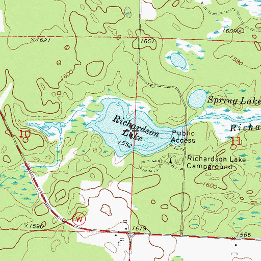 Topographic Map of Richardson Lake, WI