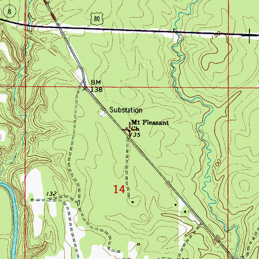Topographic Map of Mount Pleasant Baptist Church, AL
