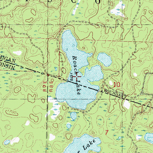 Topographic Map of Roach Lake, MI