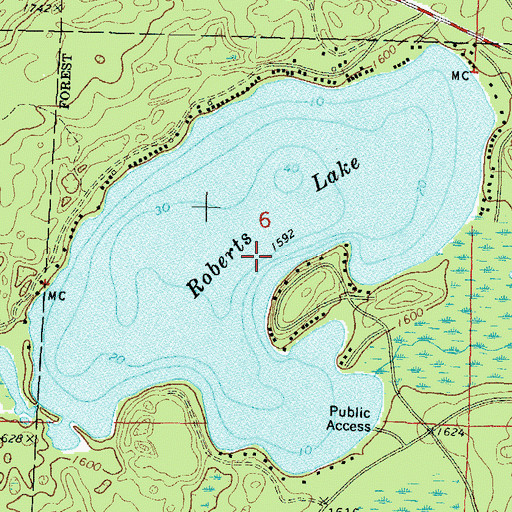 Topographic Map of Roberts Lake, WI