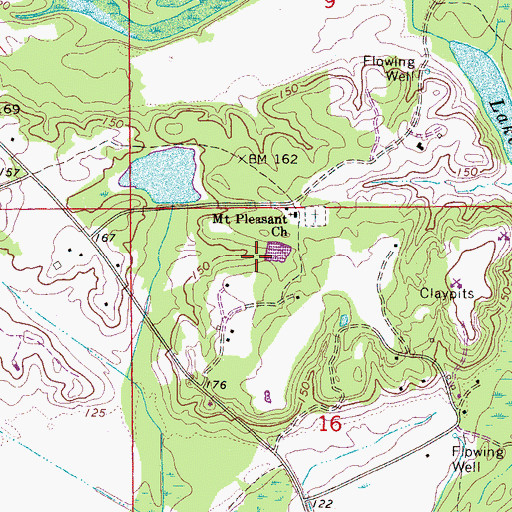 Topographic Map of Mount Pleasant Baptist Church, AL