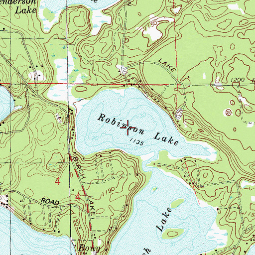 Topographic Map of Robinson Lake, WI
