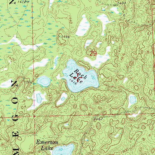 Topographic Map of Rock Lake, WI