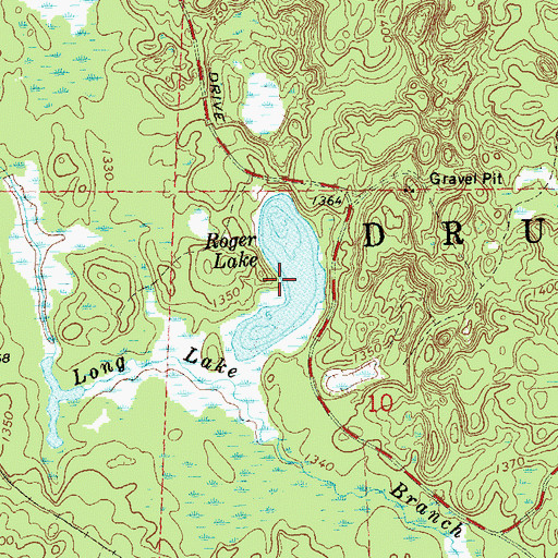 Topographic Map of Roger Lake, WI