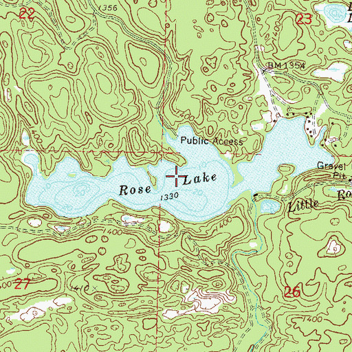 Topographic Map of Rose Lake, WI