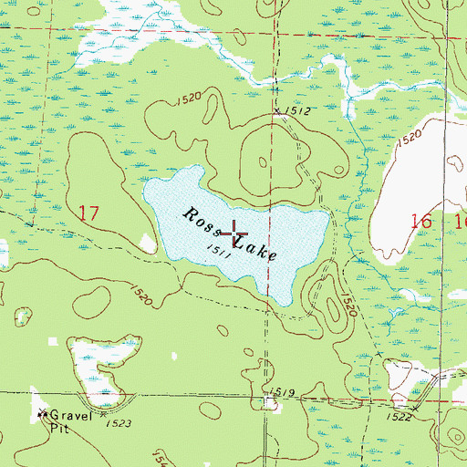 Topographic Map of Ross Lake, WI