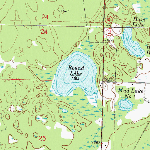 Topographic Map of Round Lake, WI