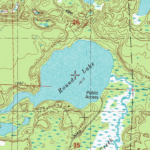 Topographic Map of Round Lake, WI