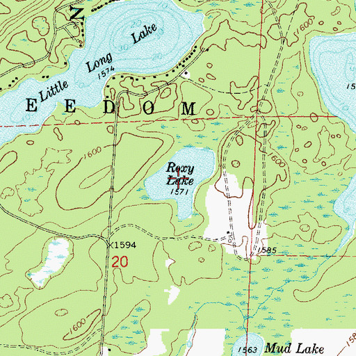 Topographic Map of Roxy Lake, WI