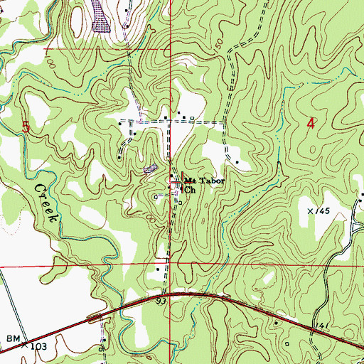 Topographic Map of Mount Tabor Baptist Church, AL