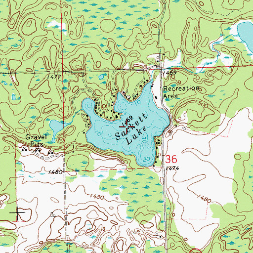 Topographic Map of Sackett Lake, WI