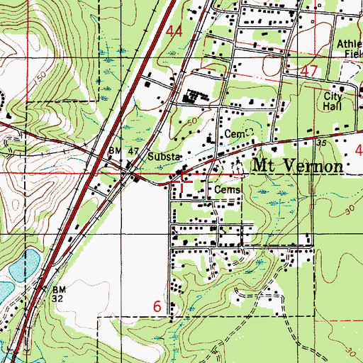 Topographic Map of Mount Vernon, AL