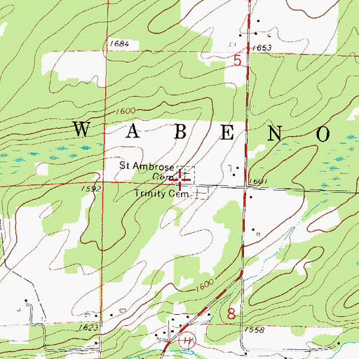 Topographic Map of Saint Ambrose Cemetery, WI