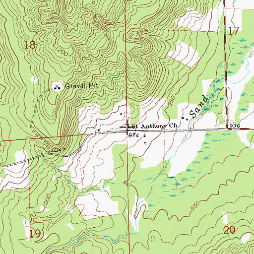 Topographic Map of Saint Anthony Church, WI