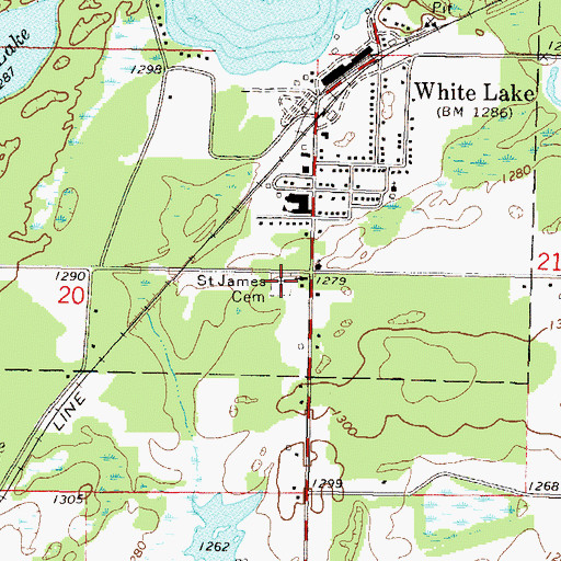 Topographic Map of Saint James Cemetery, WI