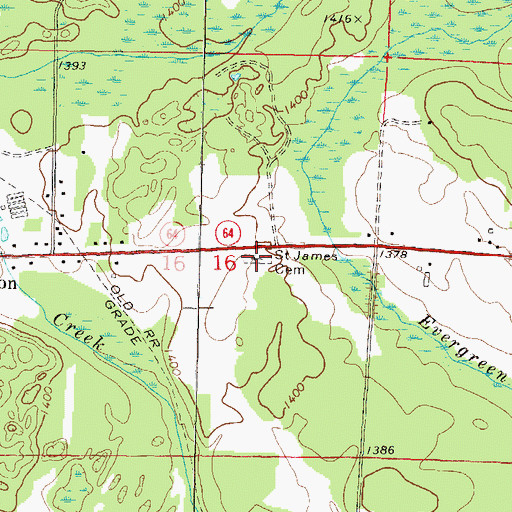 Topographic Map of Saint James Cemetery, WI