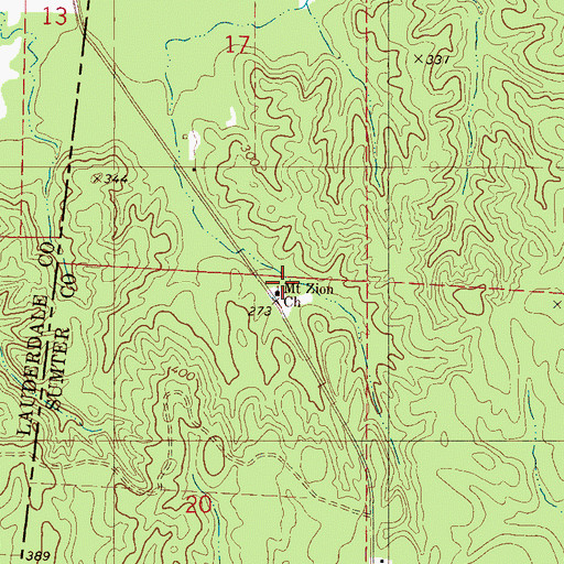 Topographic Map of Mount Zion Baptist Church, AL