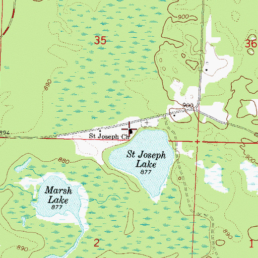Topographic Map of Saint Joseph Church, WI