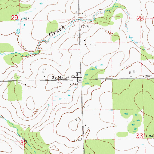 Topographic Map of Saint Marys Church, WI