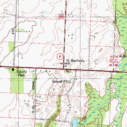 Topographic Map of Saint Matthews Church, WI