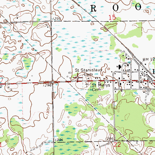 Topographic Map of Saint Stanislaus Cemetery, WI