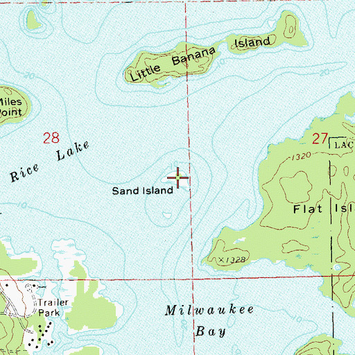 Topographic Map of Sand Island, WI