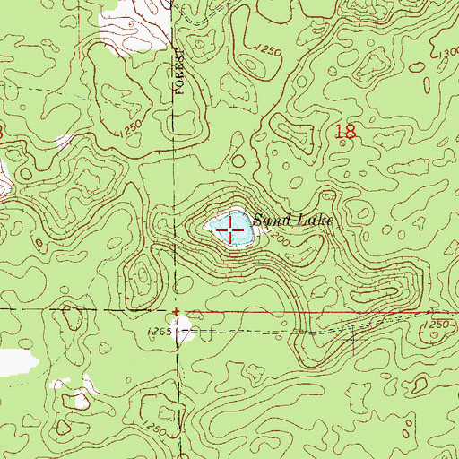 Topographic Map of Sand Lake, WI