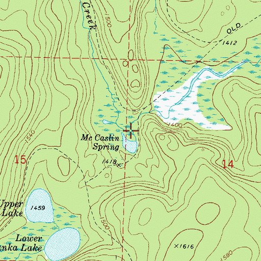 Topographic Map of Sasacat Creek, WI