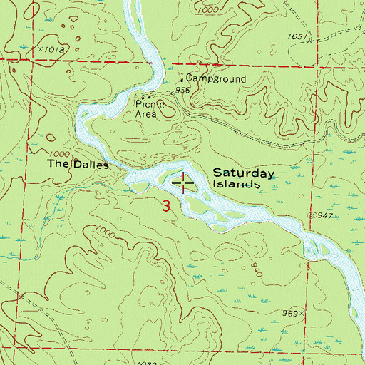 Topographic Map of Saturday Islands, WI