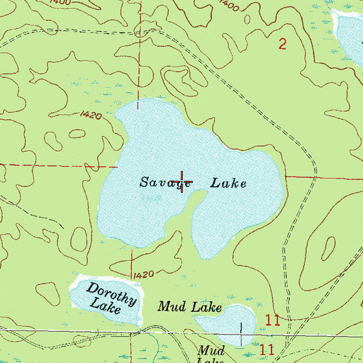 Topographic Map of Savage Lake, WI
