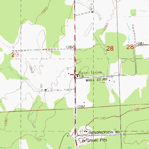 Topographic Map of Saxon Union Church, WI