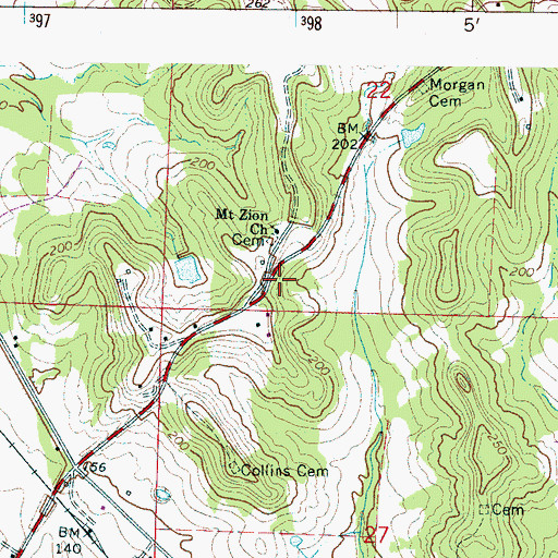 Topographic Map of Mount Zion Baptist Church, AL