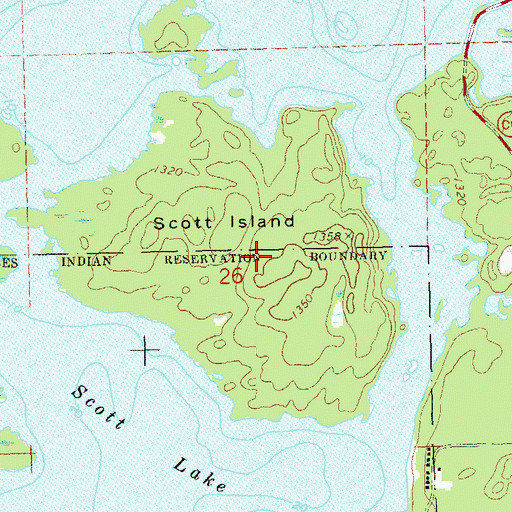 Topographic Map of Scott Island, WI