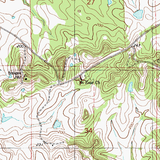 Topographic Map of Mount Zoar Baptist Church, AL