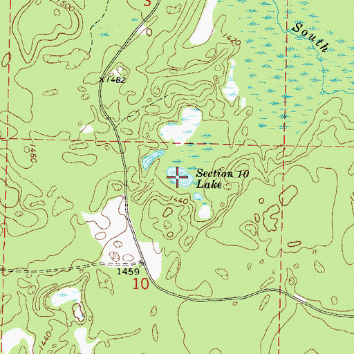 Topographic Map of Section Ten Lake, WI
