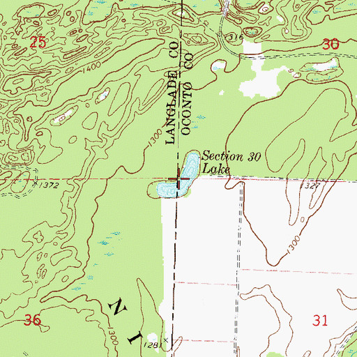 Topographic Map of Section Thirty Lake, WI