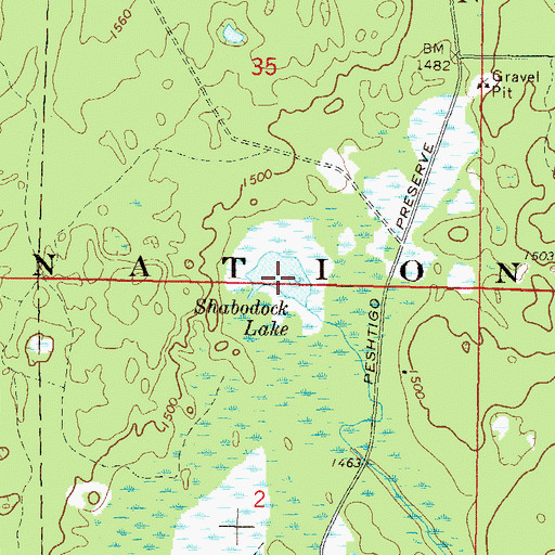 Topographic Map of Shabodock Lake, WI