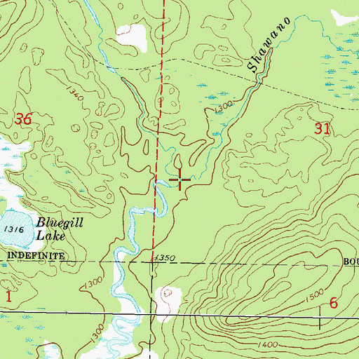 Topographic Map of Shawano Creek, WI
