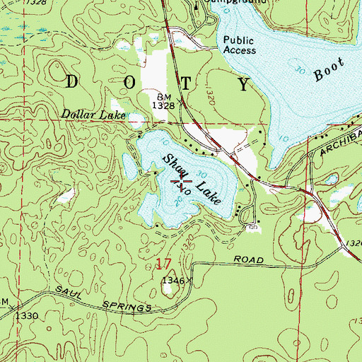 Topographic Map of Shay Lake, WI