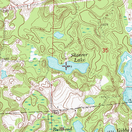 Topographic Map of Shearer Lake, WI