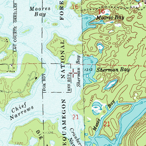 Topographic Map of Sherman Bay, WI
