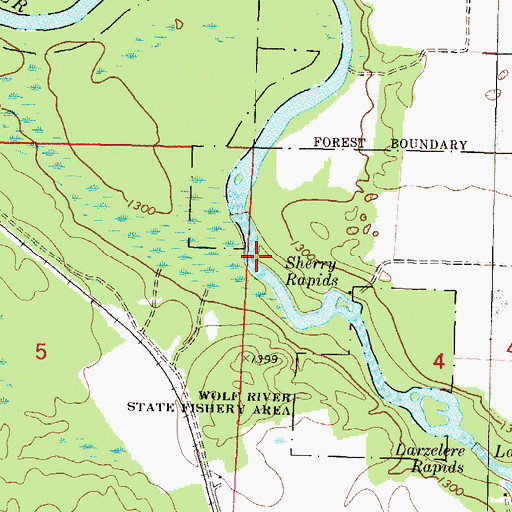 Topographic Map of Sherry Rapids, WI
