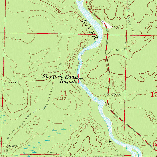 Topographic Map of Shotgun Eddy Rapids, WI