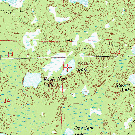 Topographic Map of Sickles Lake, WI