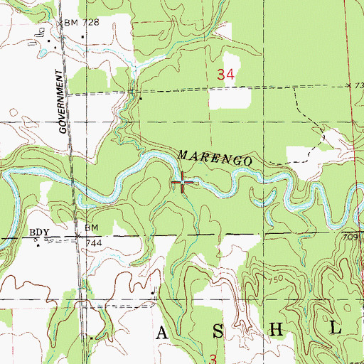 Topographic Map of Silver Creek, WI