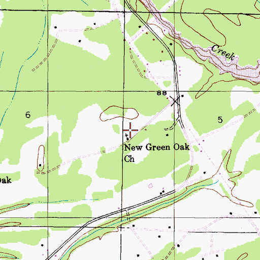 Topographic Map of New Green Oak Baptist Church, AL