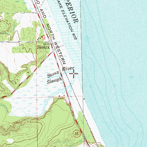 Topographic Map of Sioux River, WI