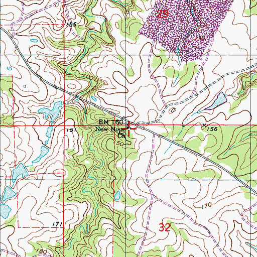 Topographic Map of New Hope Baptist Church, AL